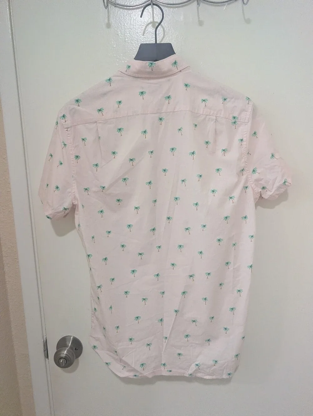 J.Crew Pink Short-Sleeve Slim Palm Tree Print Button Down Shirt